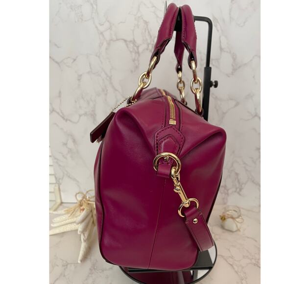 COACH Colette Magenta Leather Satchel, Gold Accents, 2 Hang Tags, Dustbag NWT - Picture 12 of 13